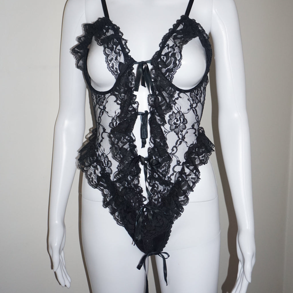 OPEN BUST LACE BODYSUIT VINTAGE S