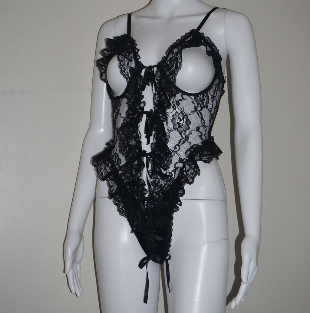 OPEN BUST LACE BODYSUIT VINTAGE S
