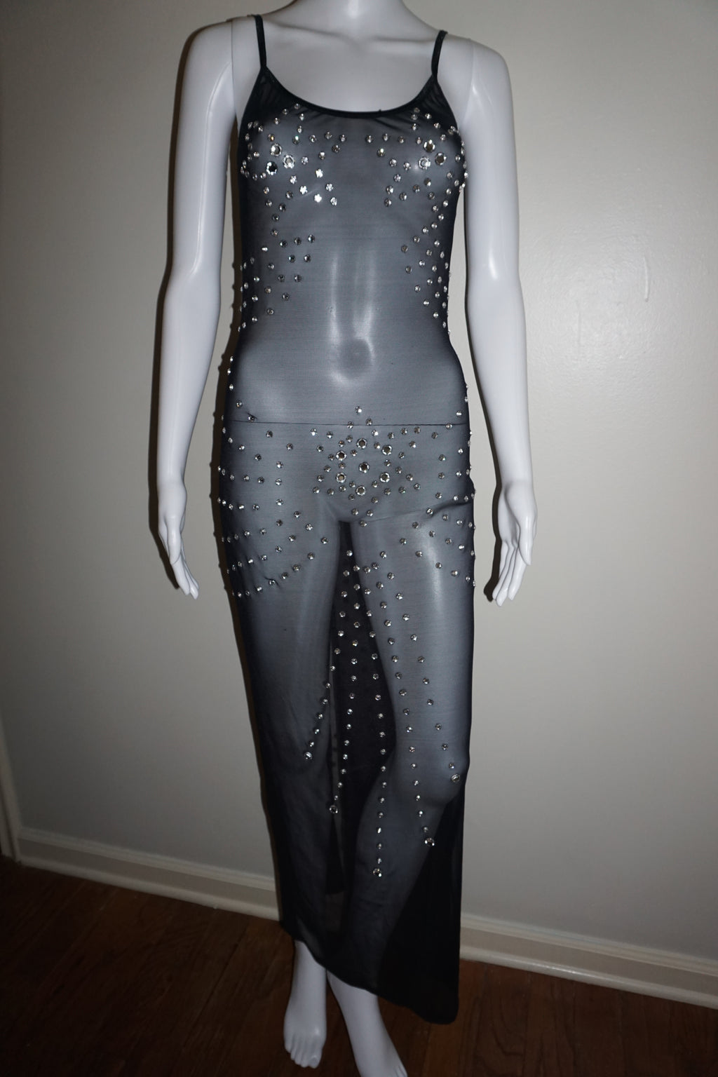 EXOTIC STAR CRYSTAL MESH DRESS by NOM DE PLUME VINTAGE S