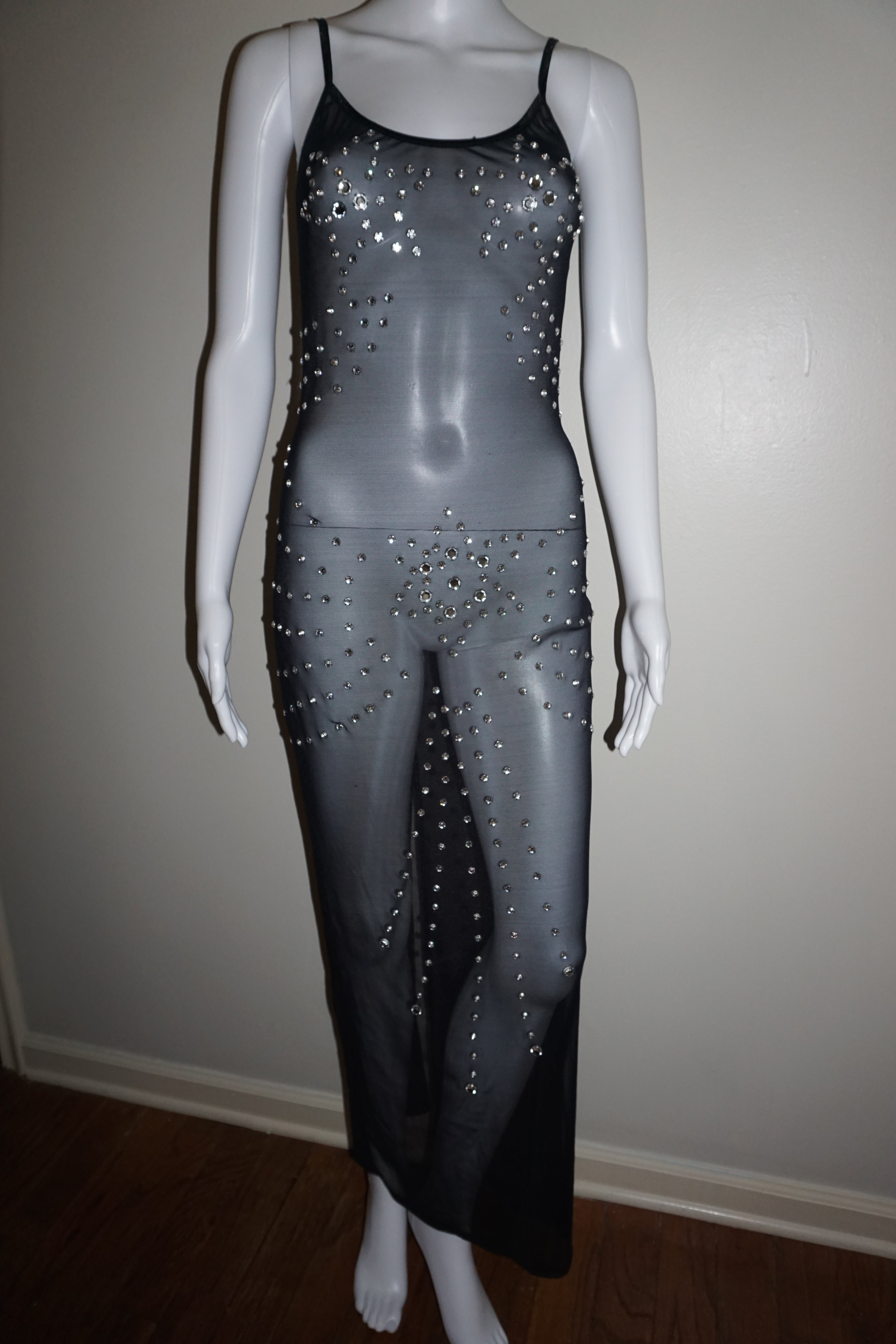 EXOTIC STAR CRYSTAL MESH DRESS by NOM DE PLUME VINTAGE S
