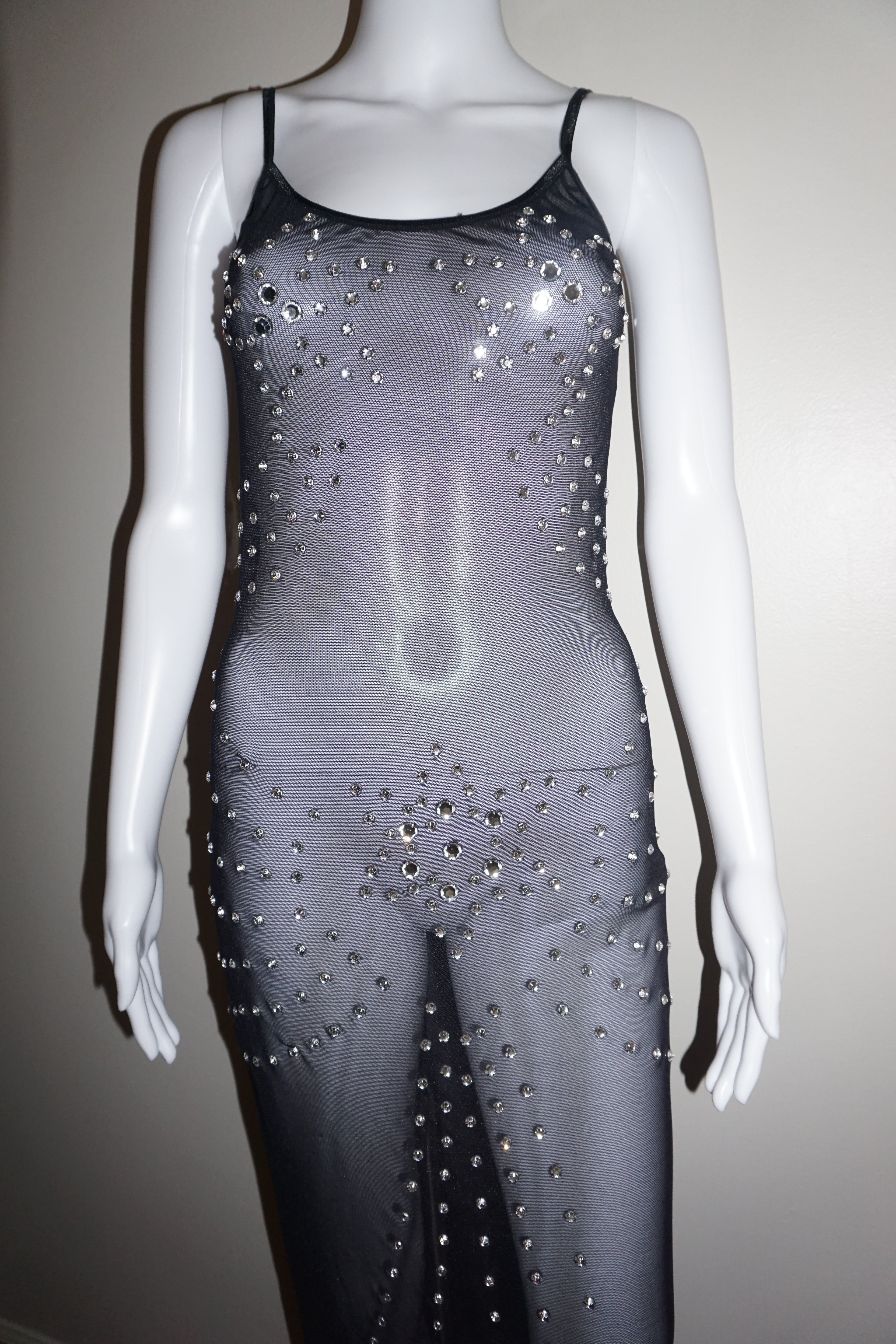 EXOTIC STAR CRYSTAL MESH DRESS by NOM DE PLUME VINTAGE S