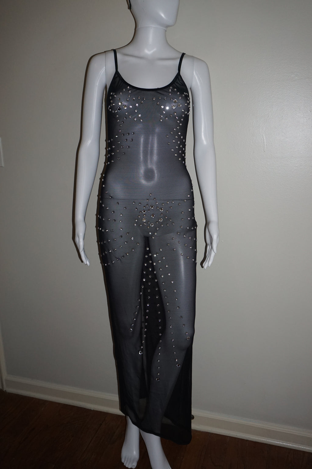 EXOTIC STAR CRYSTAL MESH DRESS by NOM DE PLUME VINTAGE S