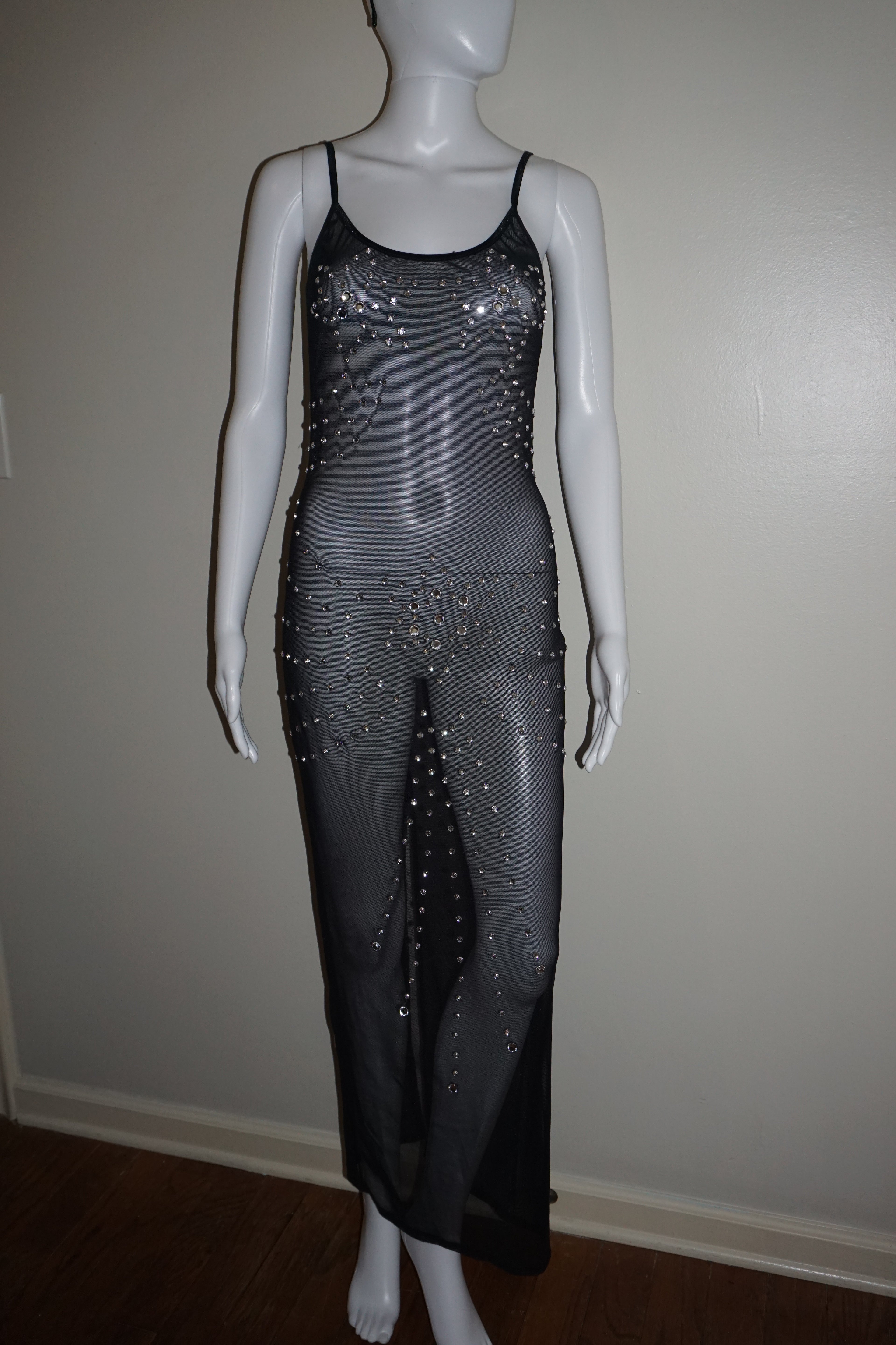 EXOTIC STAR CRYSTAL MESH DRESS by NOM DE PLUME VINTAGE S