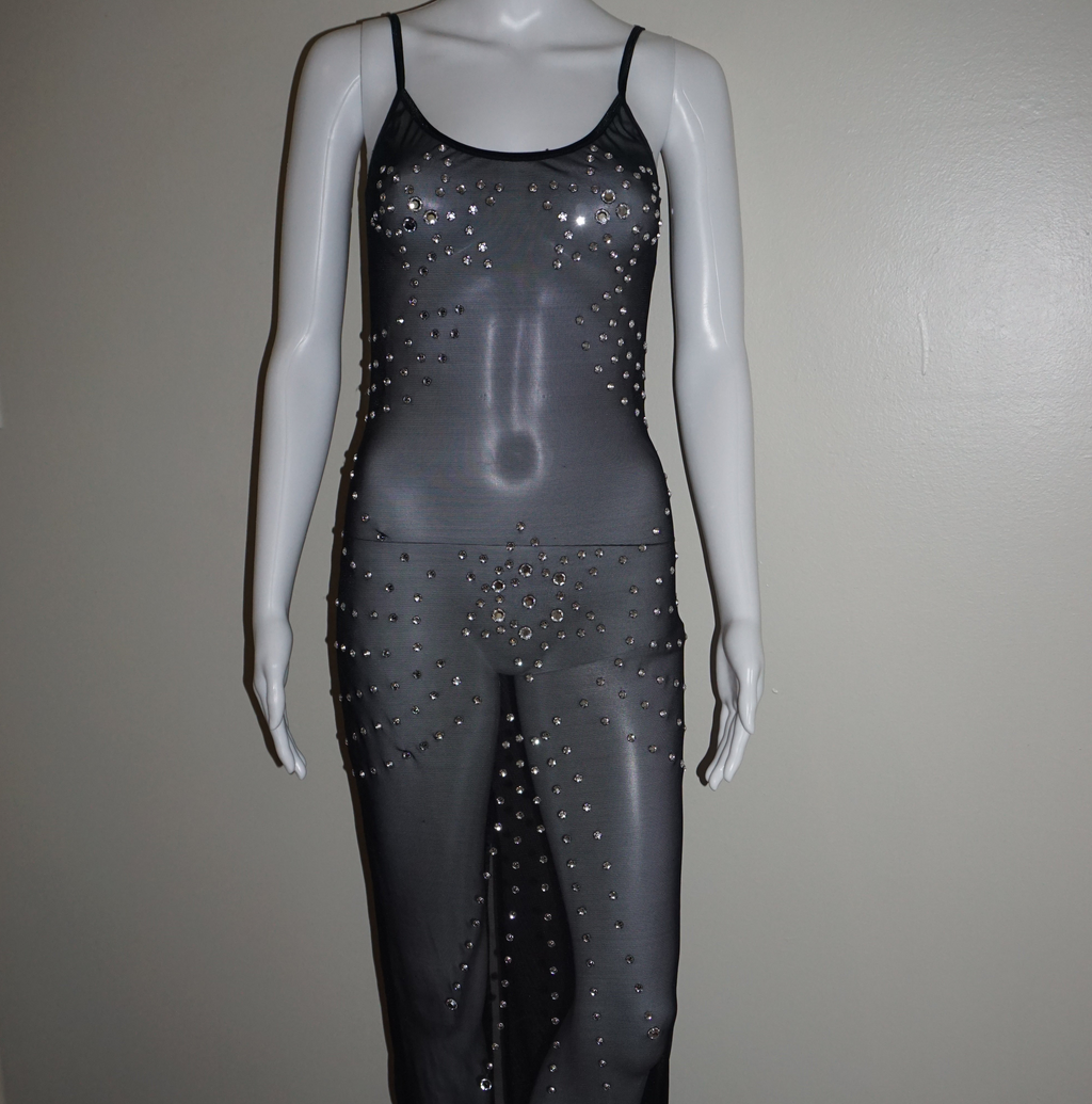 EXOTIC STAR CRYSTAL MESH DRESS by NOM DE PLUME VINTAGE S