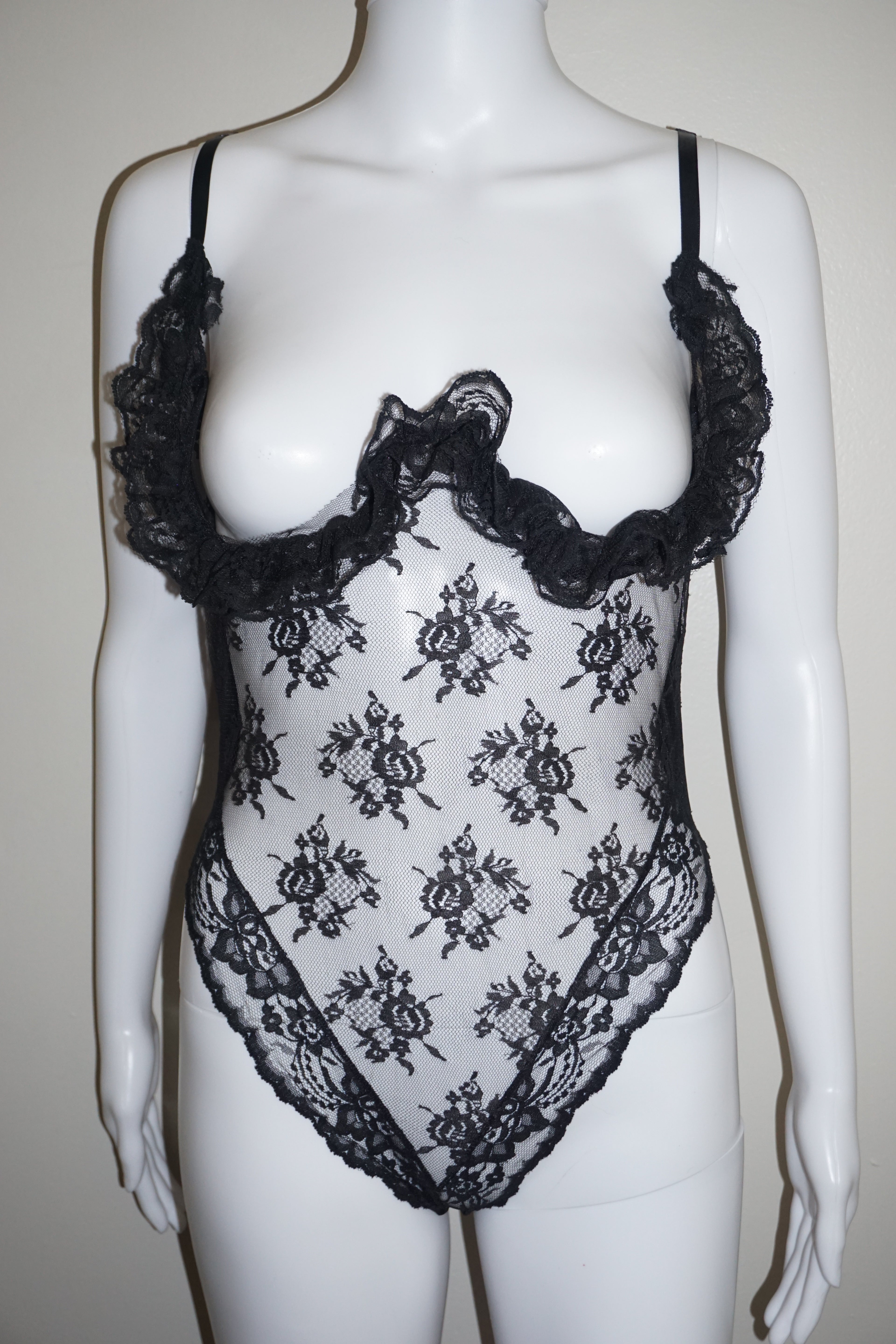 OPEN BUST LACE BODYSUIT by FREDRICKS OF HOLLYWOOD VINTAGE 34