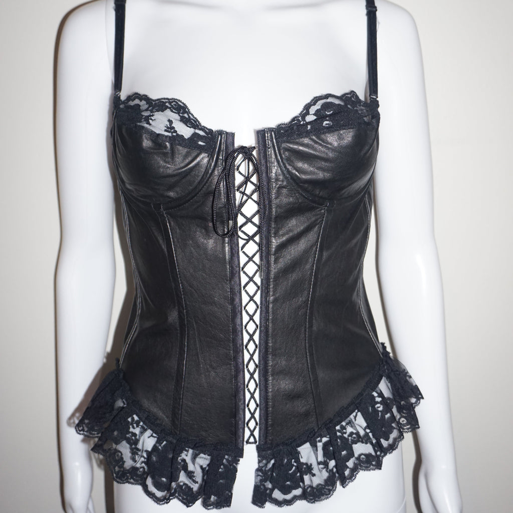 LACE UP LEATHER BUSTIER by XTC LEATHER VINTAGE 34 S